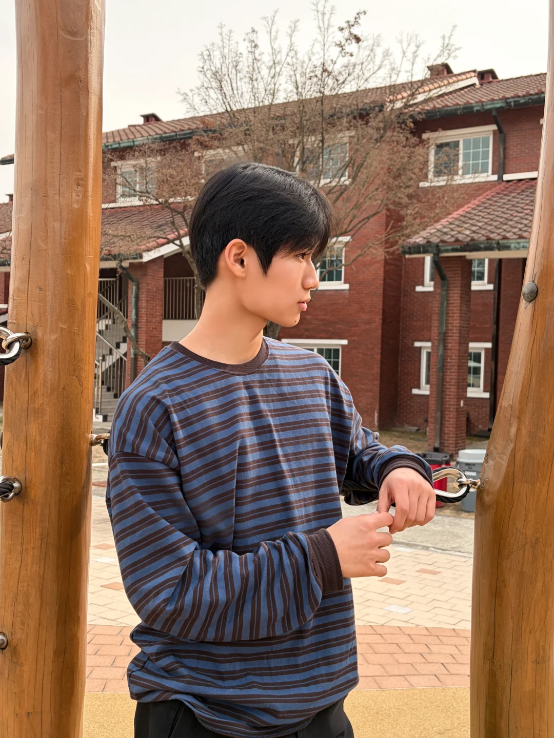 DAYSTAND 네이비 스트라이프 오버핏 롱슬리브 추가 이미지 4