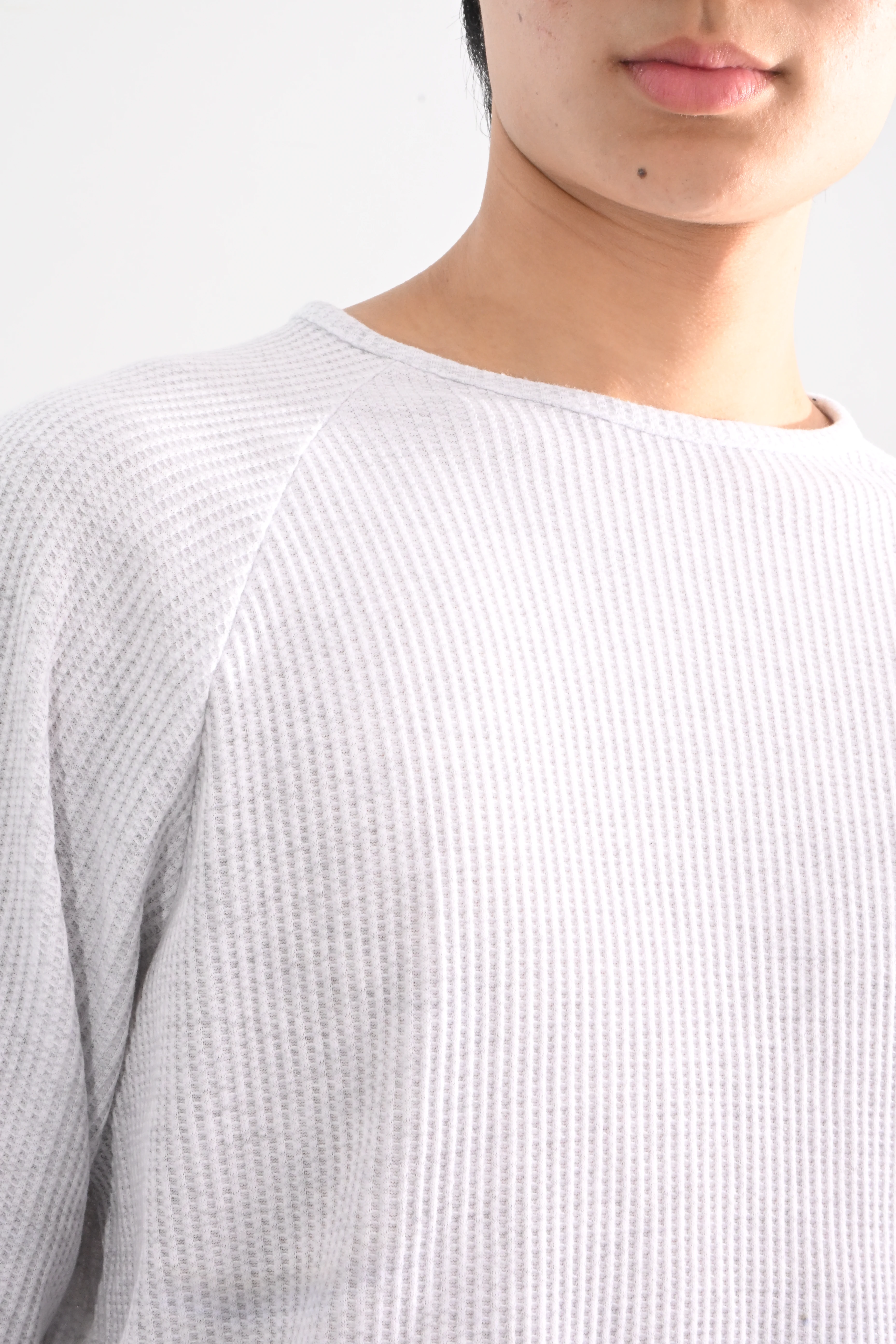 DAYSTAND 멜란지 와플 래글런 핑거홀 티셔츠 추가 이미지 7