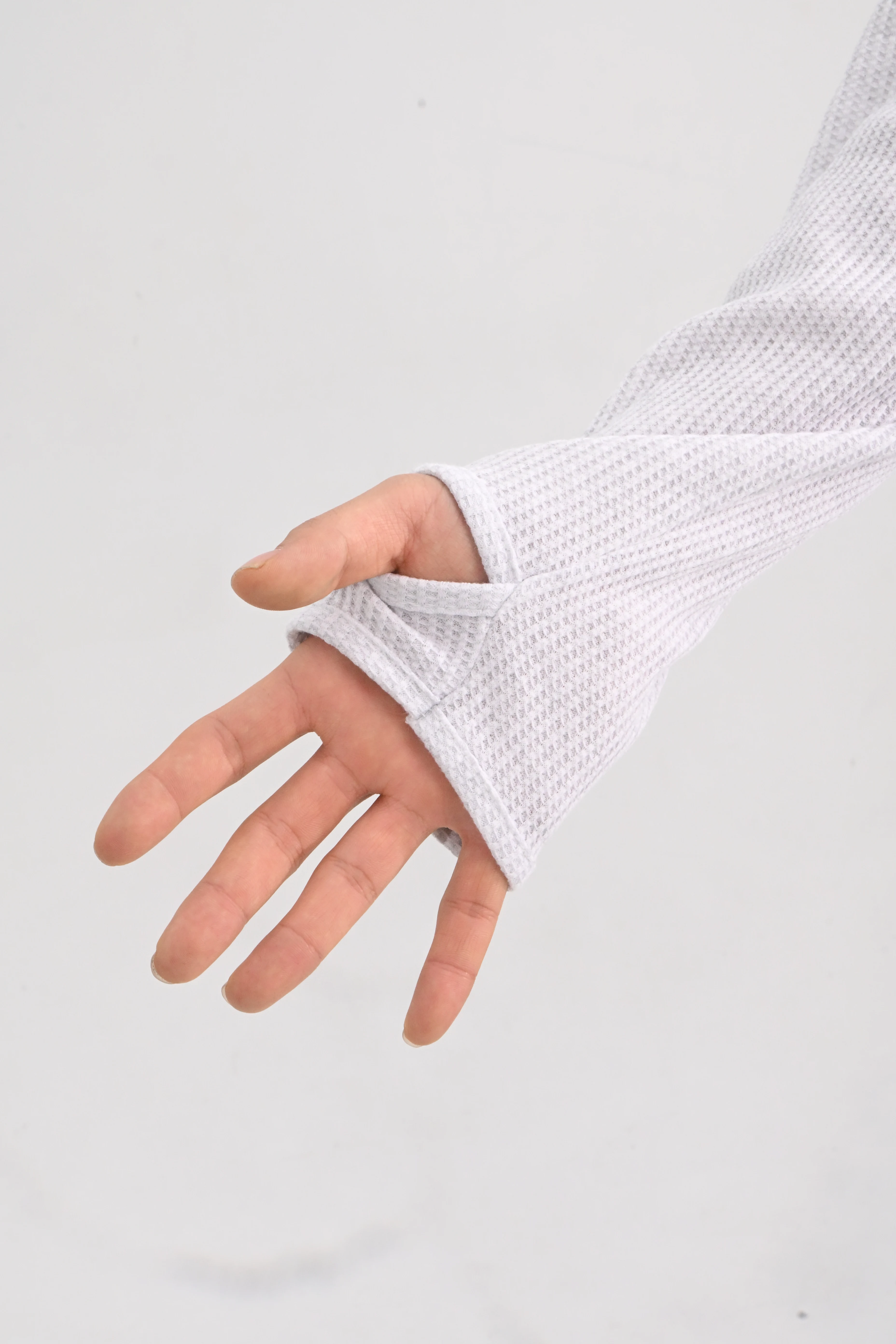 DAYSTAND 멜란지 와플 래글런 핑거홀 티셔츠 추가 이미지 9