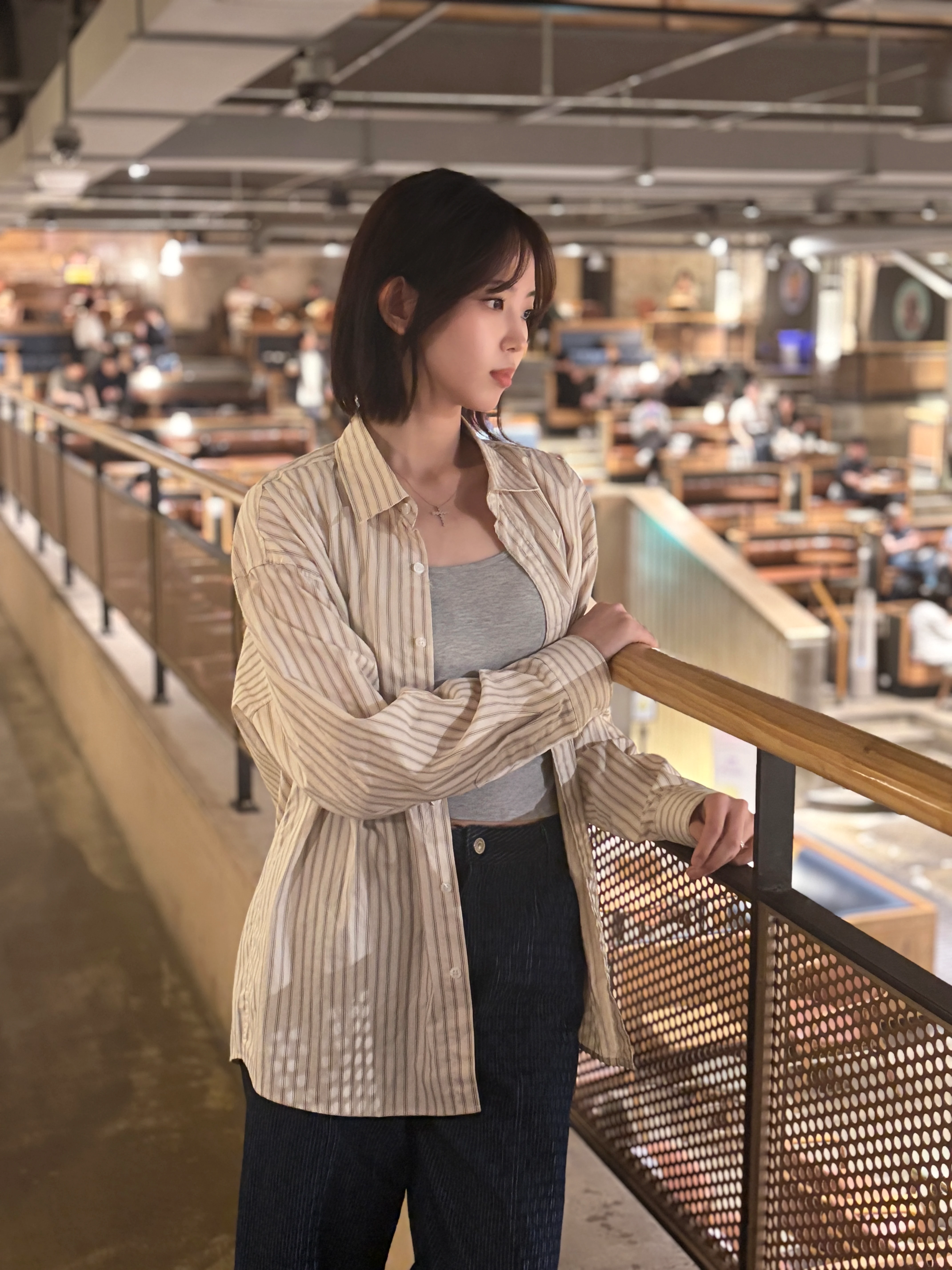 DAYSTAND 소프트 스트라이프 루즈 코튼 셔츠 추가 이미지 1