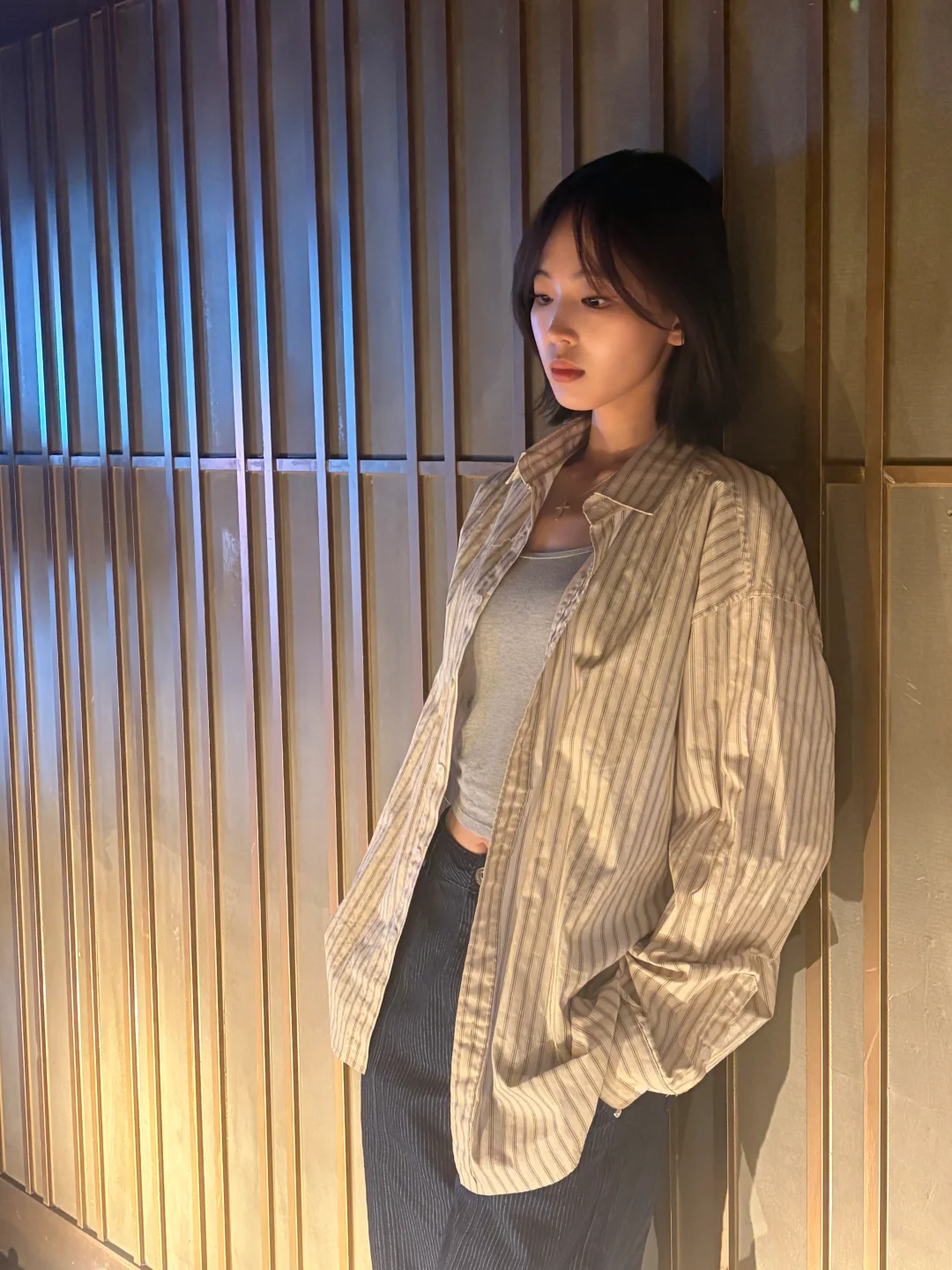 DAYSTAND 파인 스트라이프 데일리 루즈핏 셔츠 추가 이미지 5