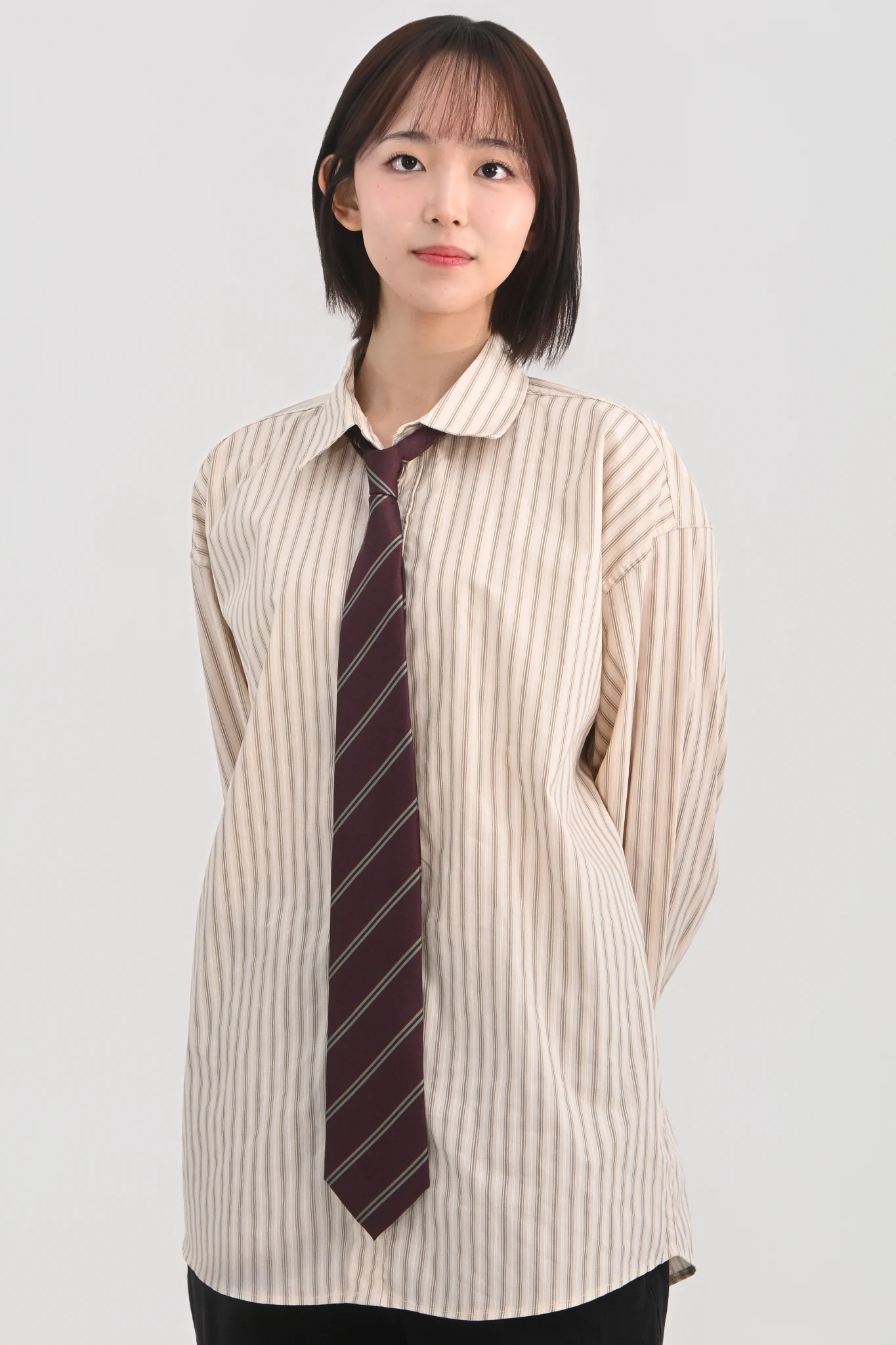 DAYSTAND 소프트 스트라이프 루즈 코튼 셔츠 추가 이미지 4