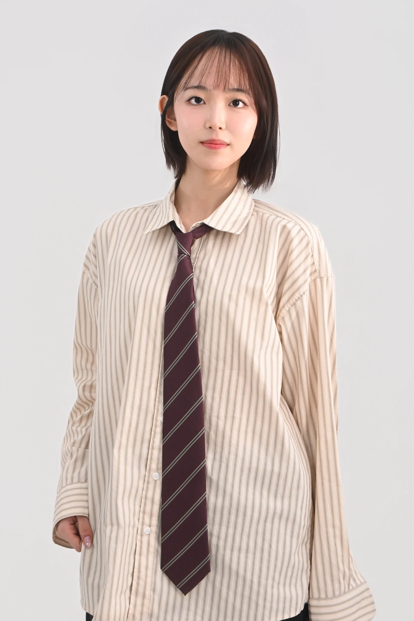 DAYSTAND 소프트 스트라이프 루즈 코튼 셔츠 추가 이미지 5