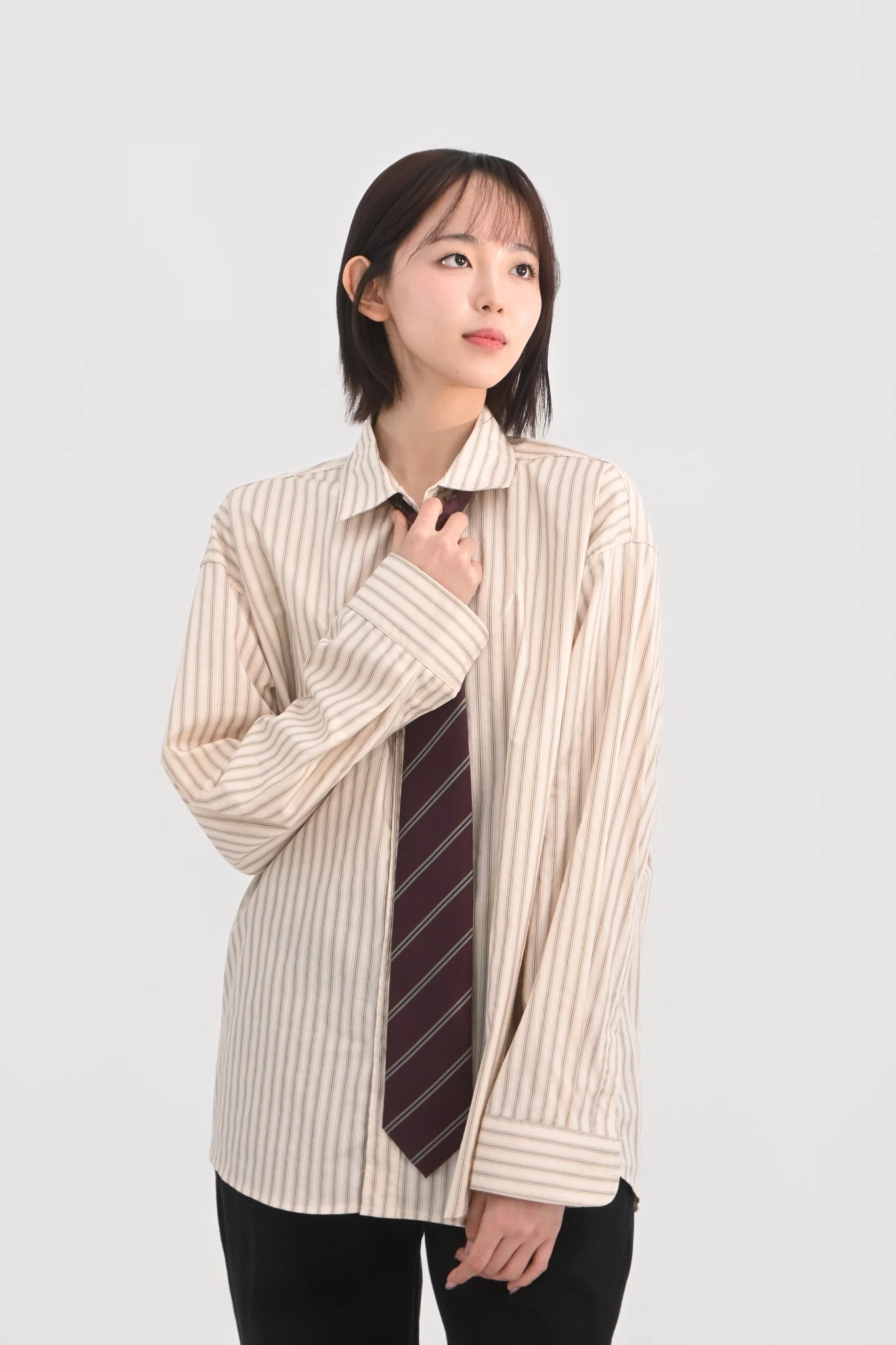 DAYSTAND 소프트 스트라이프 루즈 코튼 셔츠 추가 이미지 7