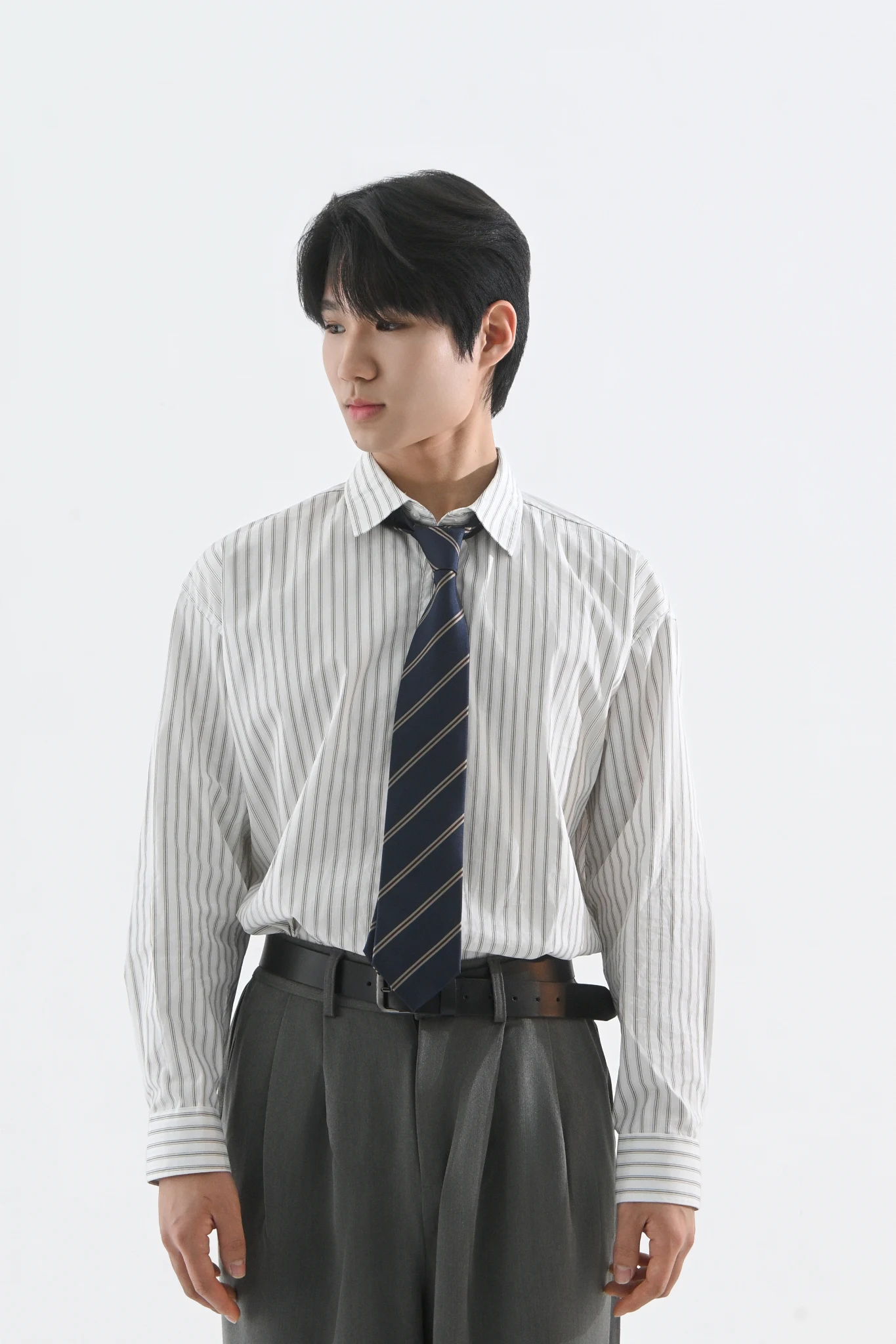 DAYSTAND 소프트 스트라이프 루즈 코튼 셔츠 추가 이미지 12