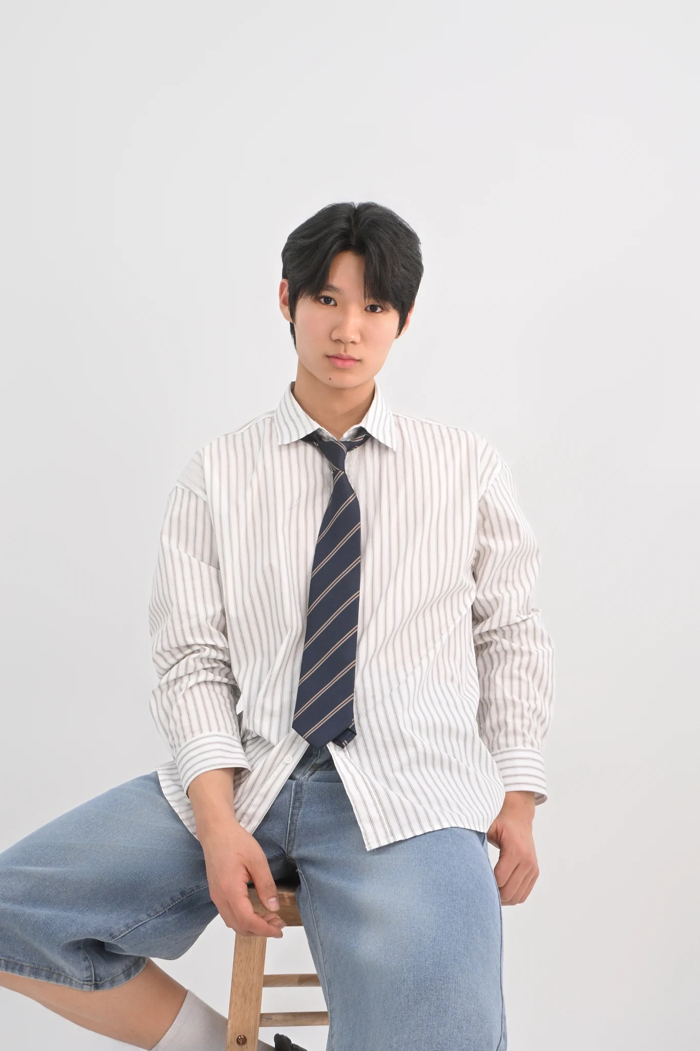 DAYSTAND 소프트 스트라이프 루즈 코튼 셔츠 추가 이미지 15