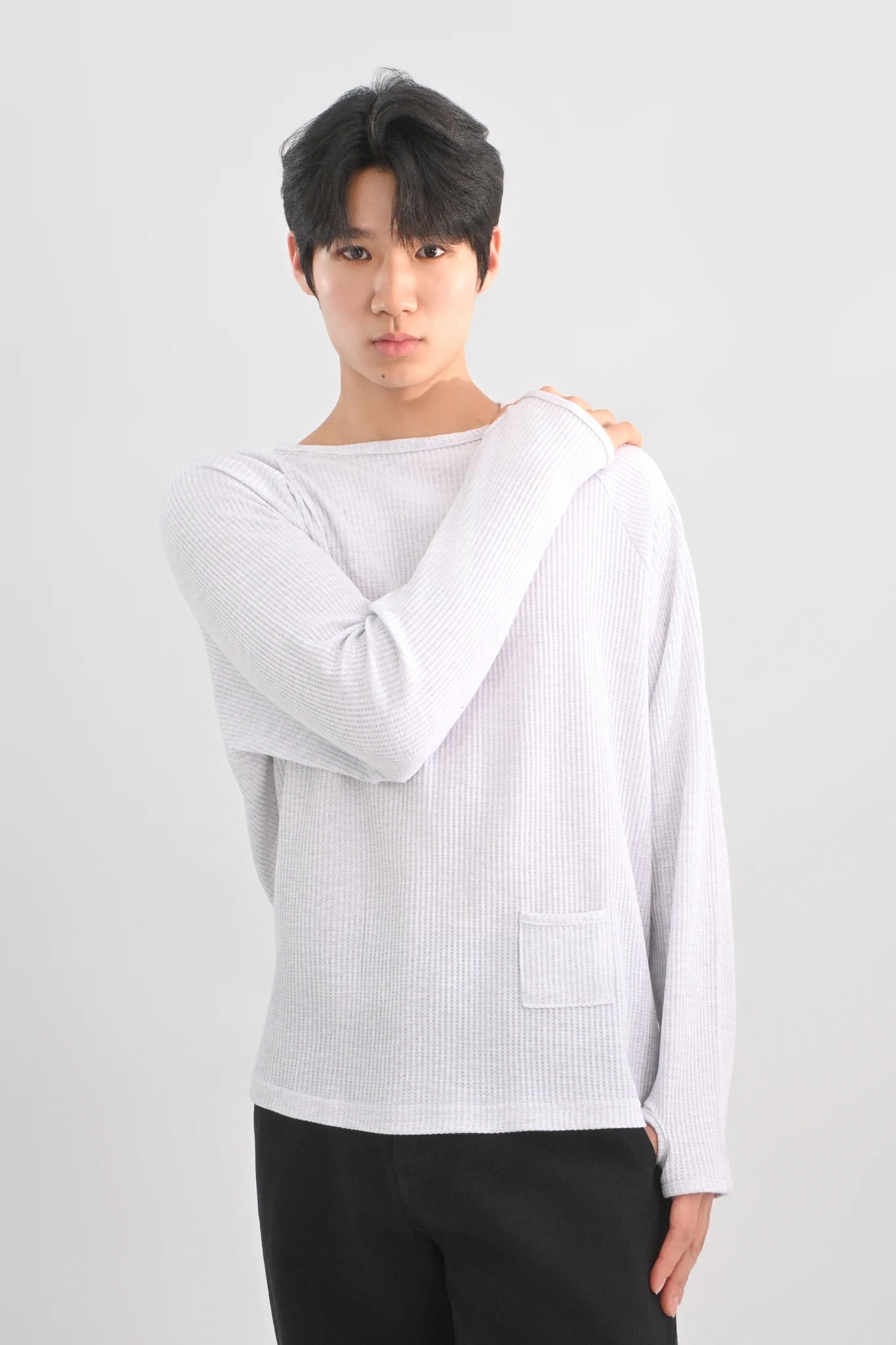 DAYSTAND 와플 래글런 핑거홀 티셔츠 추가 이미지 1