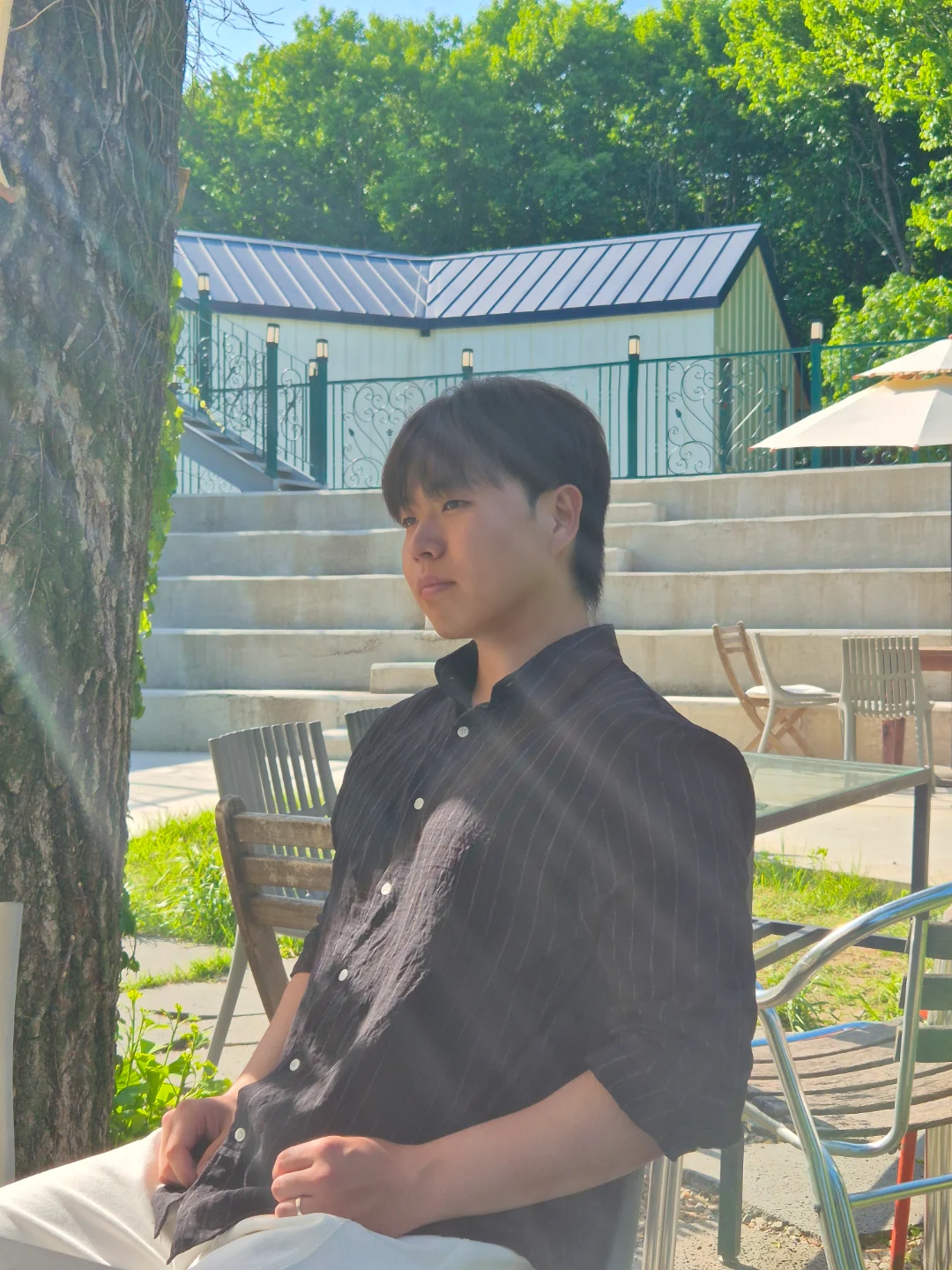 DAYSTAND 톤온톤 핀스트라이프 릴렉스 셔츠 추가 이미지 1