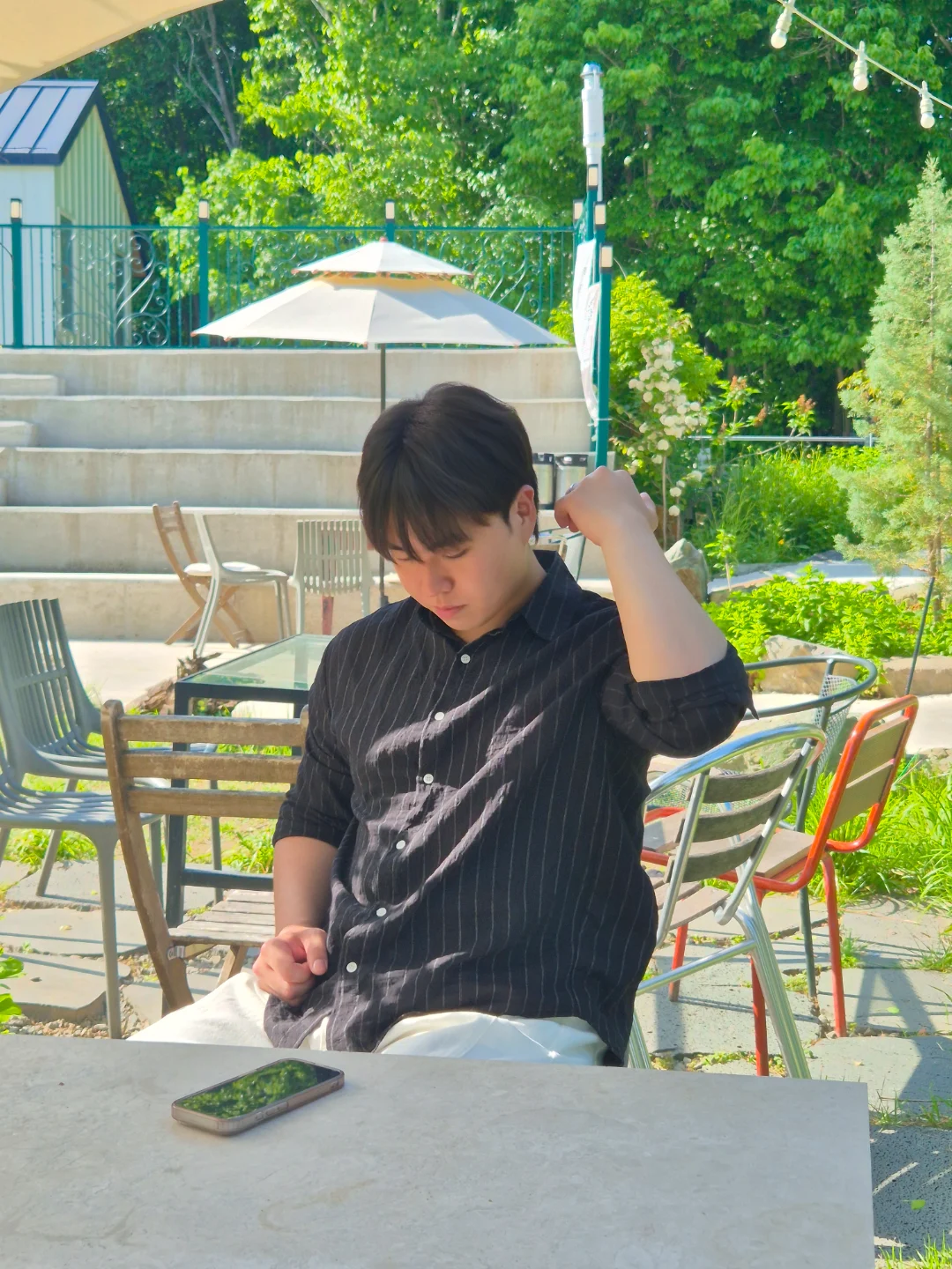 DAYSTAND 톤온톤 핀스트라이프 릴렉스 셔츠 추가 이미지 11