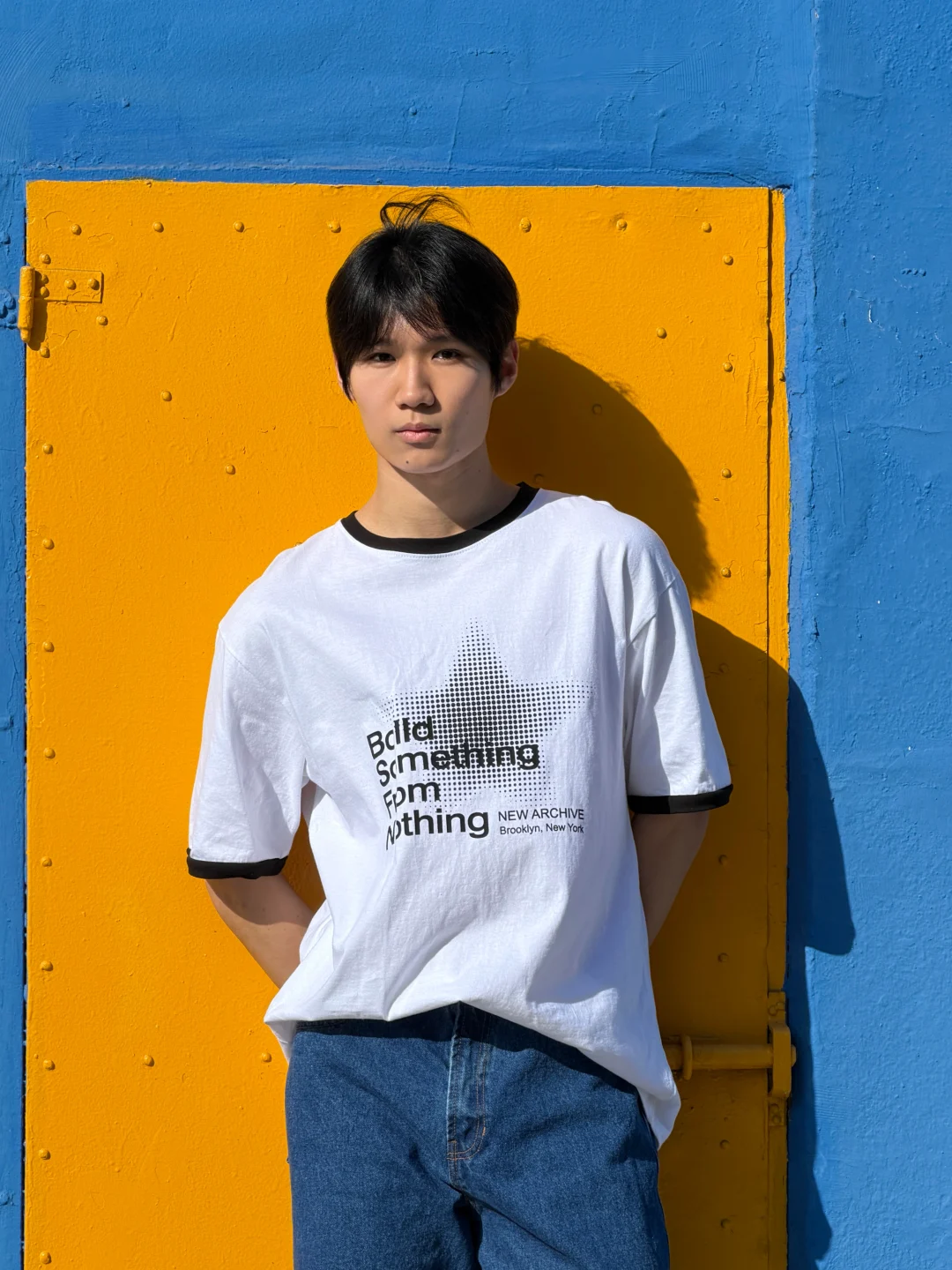 DAYSTAND 하프톤 스타 배색 링거 티셔츠 추가 이미지 10
