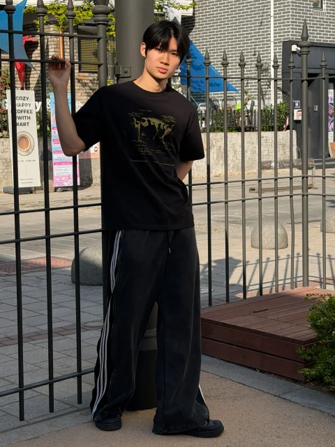 DAYSTAND 워싱 블랙 투웨이 지퍼 트랙팬츠 추가 이미지 2