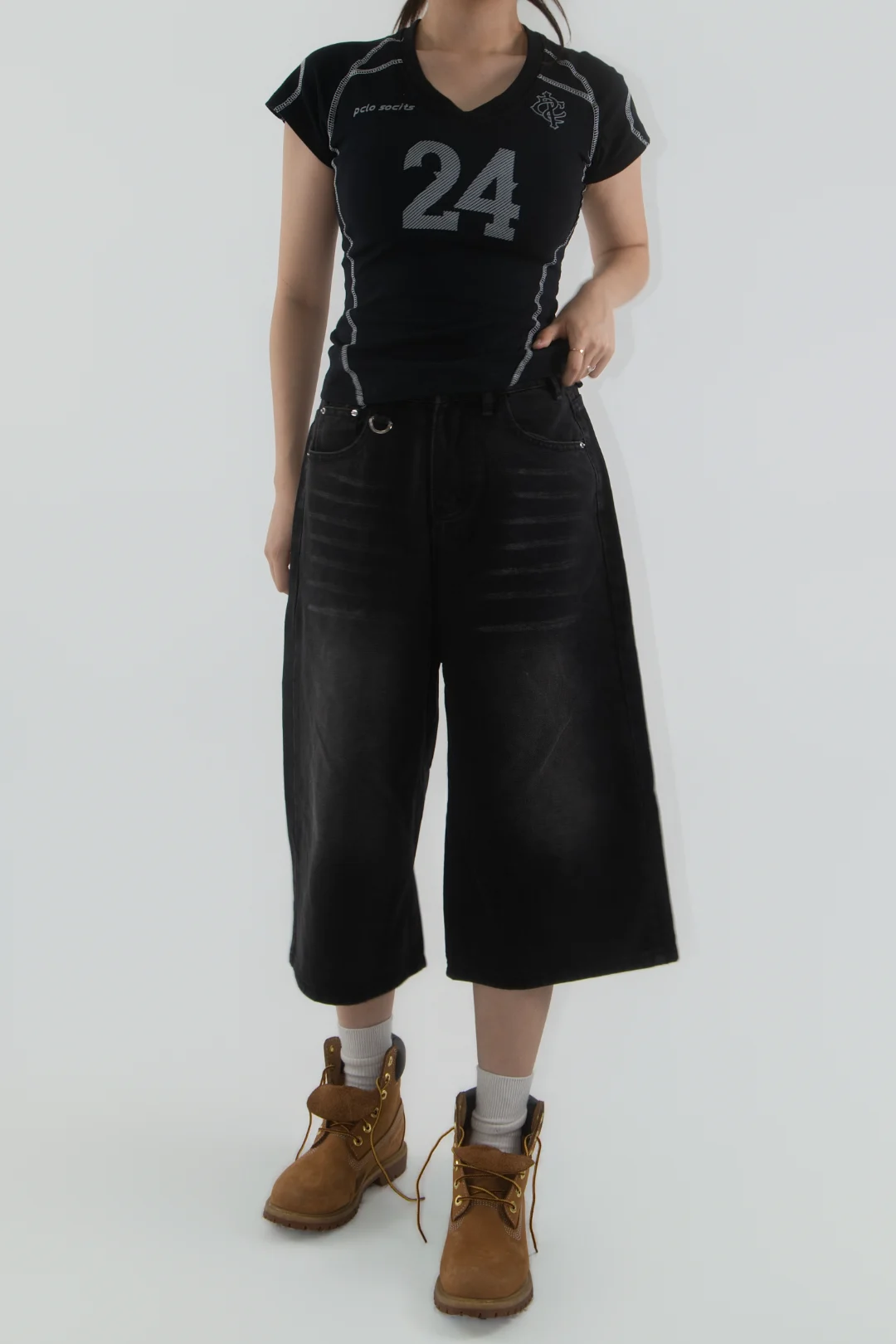 DAYSTAND 스크래치 워싱 링 버뮤다 데님 팬츠 추가 이미지 3