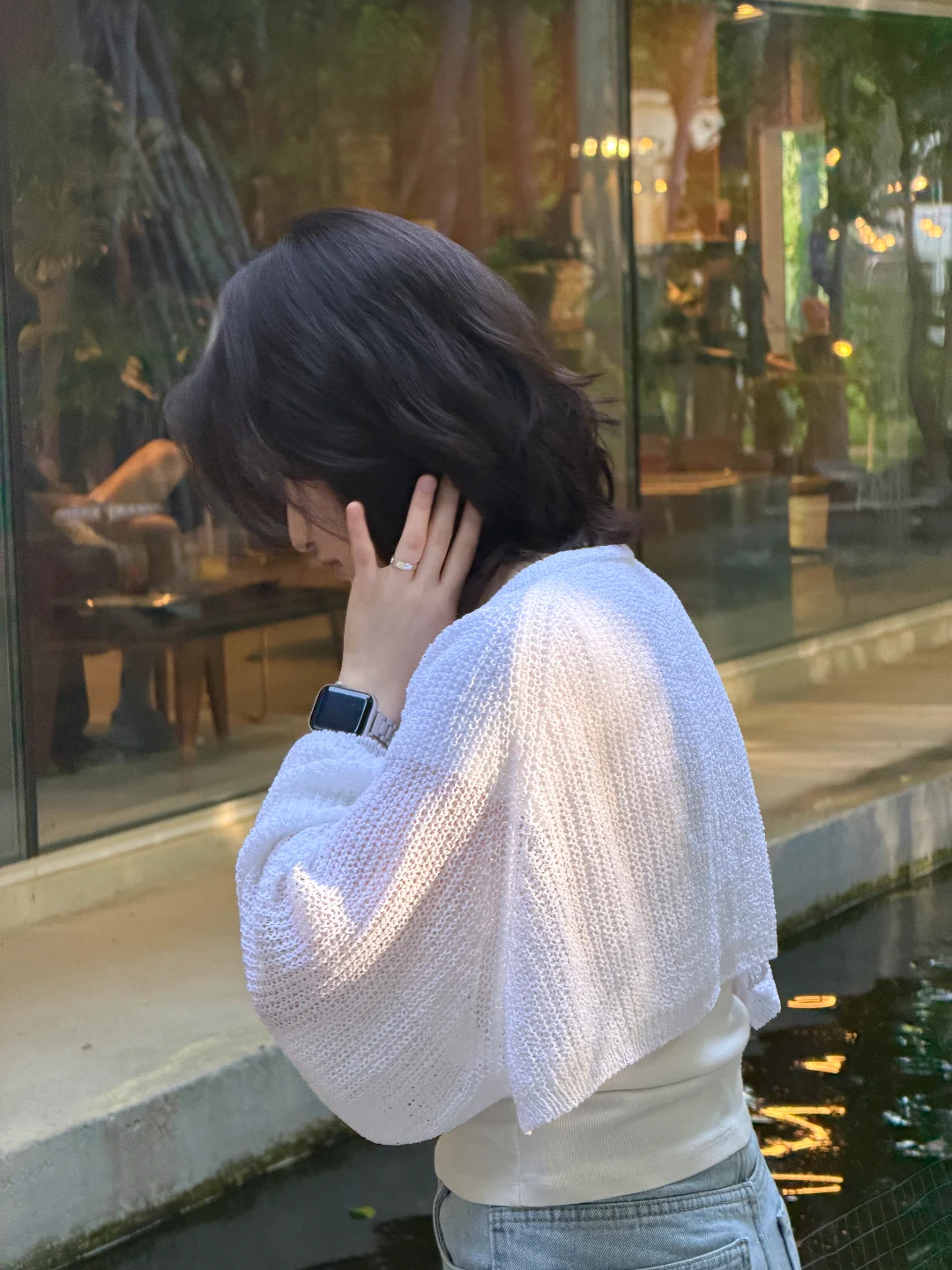 DAYSTAND 린넨 네트 리본 크롭 볼레로 추가 이미지 4