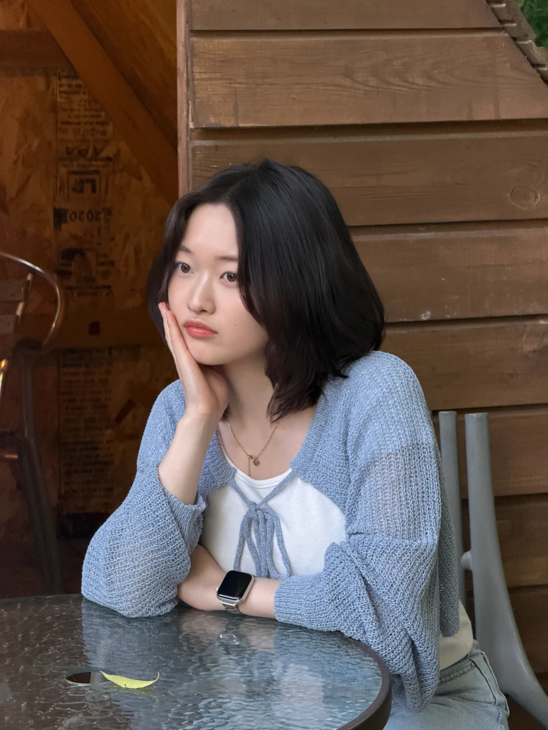 DAYSTAND 린넨 네트 리본 크롭 볼레로 추가 이미지 9