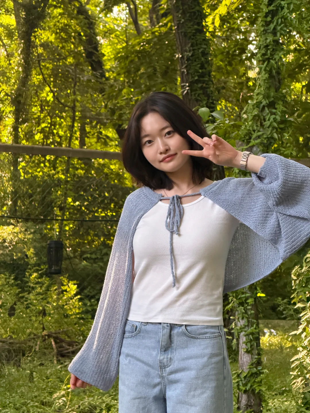 DAYSTAND 린넨 네트 리본 크롭 볼레로 추가 이미지 10