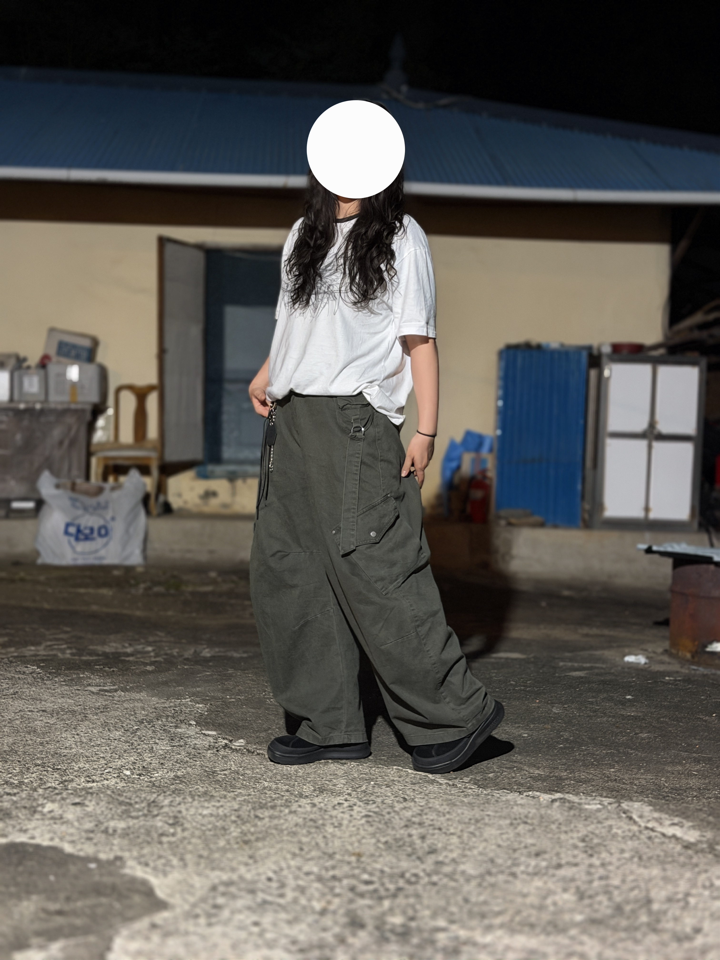 카키 스트랩 카고 벌룬 팬츠 리뷰 사진
